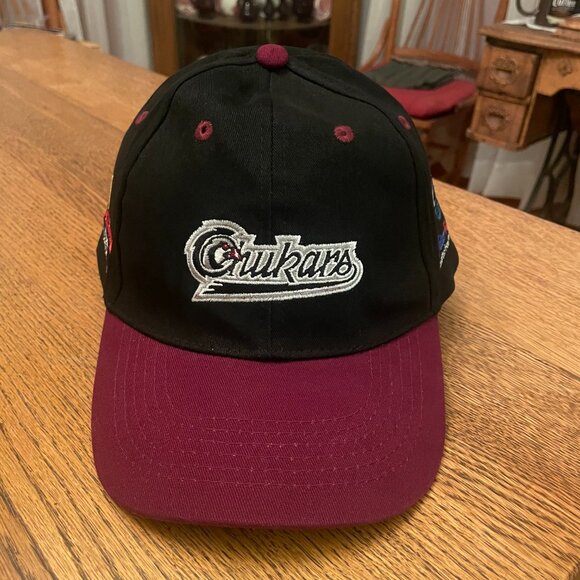 Men's Idaho Falls Chukars Black/Maroon Hook and Loop Baseball Hat Cap* - Picture 2 of 10